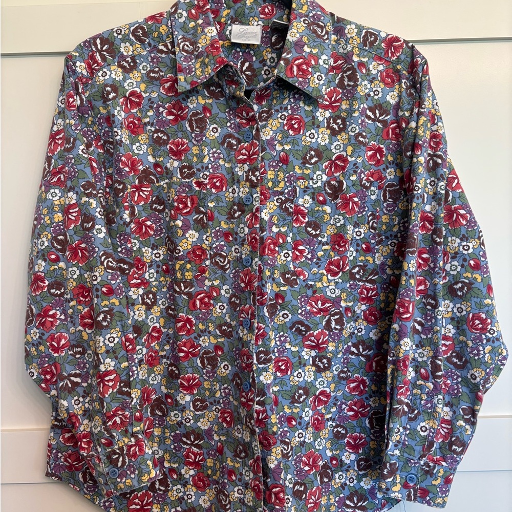 Vintage Cotton Floral Cottagecore Retro Button Up Size 10
